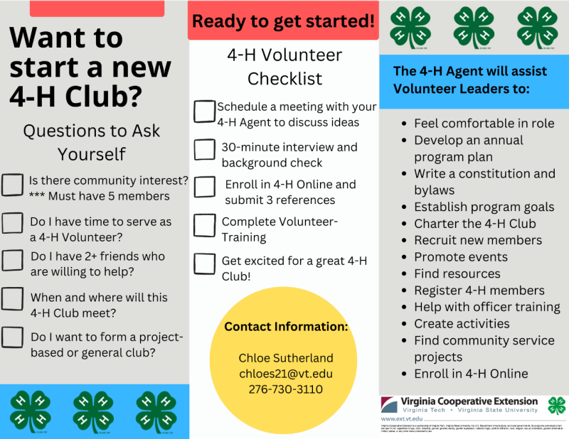Want to start a new 4-H Club? 